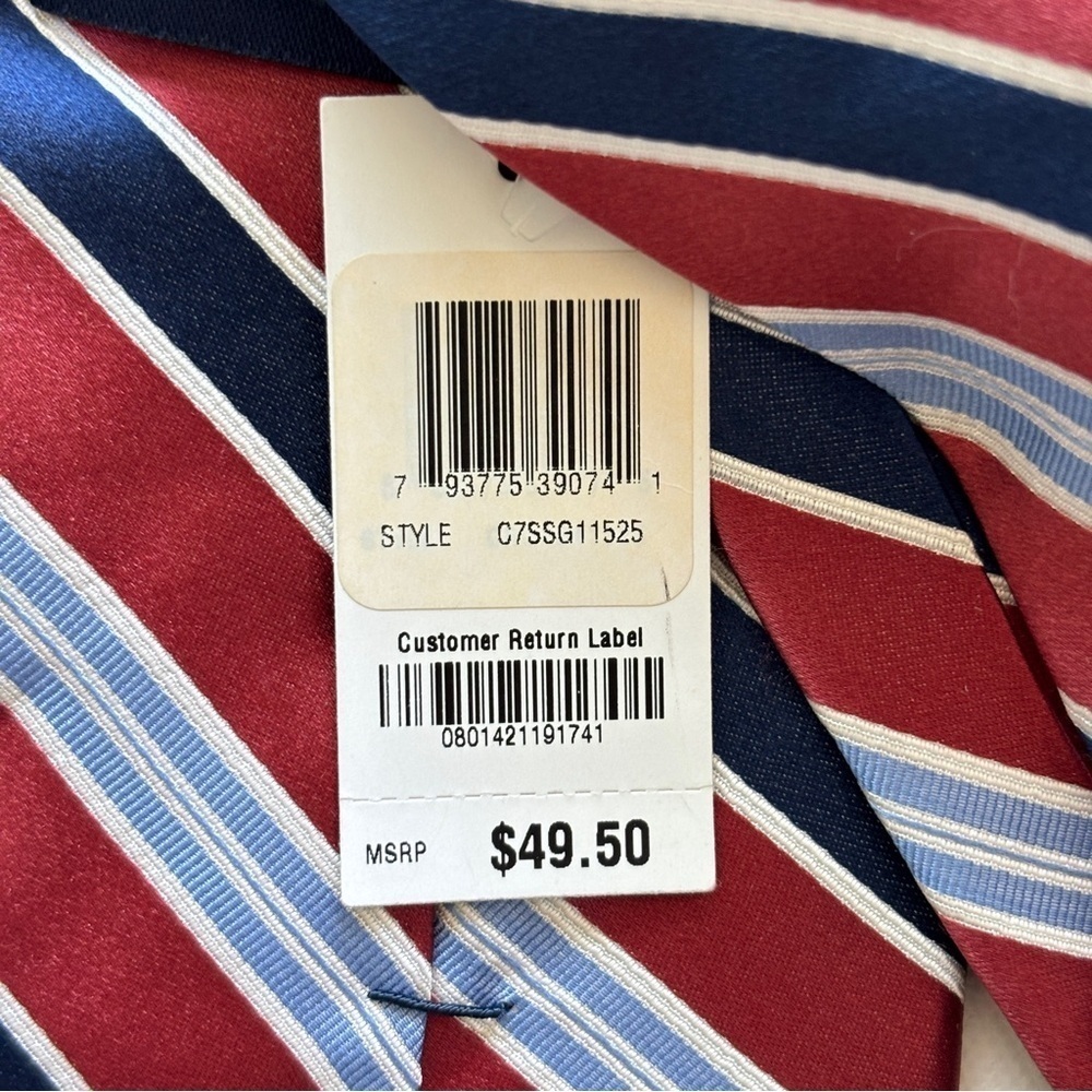 Club Room Estate Neckwear Men’s Silk Red Navy Striped Neck Tie — image 5 of 8